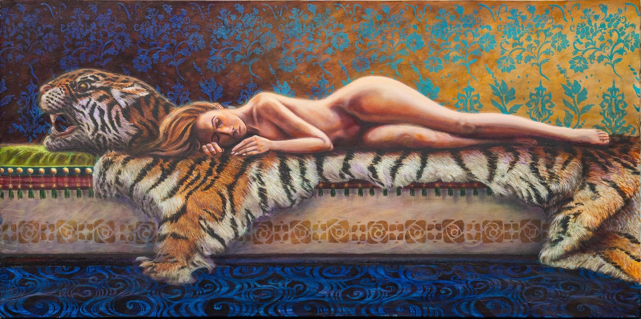 Gilbert Duran | Reclining Nude on Tiger Rug
