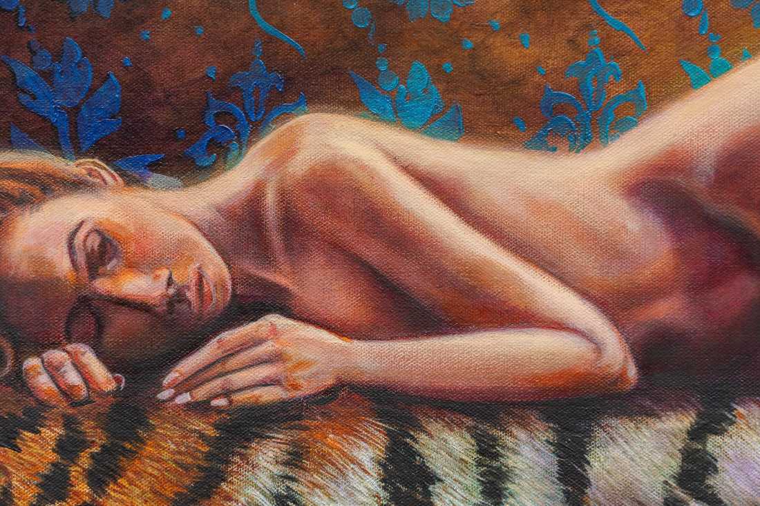 Gilbert Duran | Reclining Nude on Tiger Rug